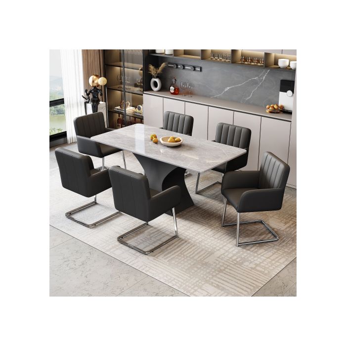 Ensemble de chaises - MUVOE - Lot de 4 - Similicuir noir - Design moderne - Ergonomique