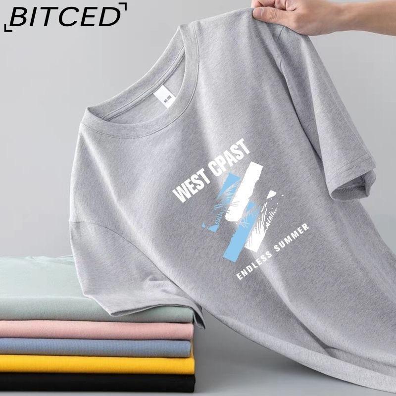 BITCED Cotton Short Sleeve T-shirt Men's Fashion Loose Half Sleeve Shirt Printed Compassionate Shirt