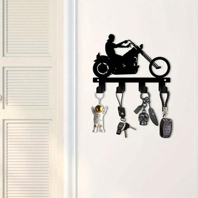 Motorcycle Key Holder Wall Mount with Helmet Hook for Men's Office Saving Space 5.90 Inches