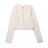 Sportswear Chill Knit Solid Color Zip V-Neck Slim Ribbed Long Sleeve Sweater Women Tops Light-Brown FN3683-104