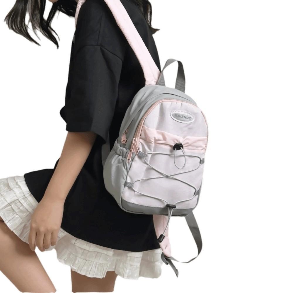 

Однотонный легкий рюкзак в японском стиле, студенческий школьный рюкзак, нейлоновые наплечные сумки, для улицы Pink Grey