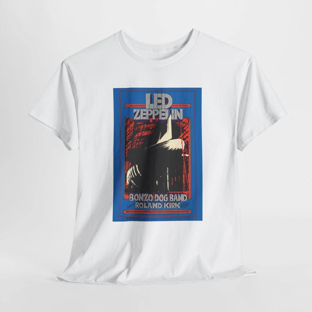 Vintage Rock Concert Unisex Heavy Cotton Tee, Led Zeppelin San Francisco 1969,