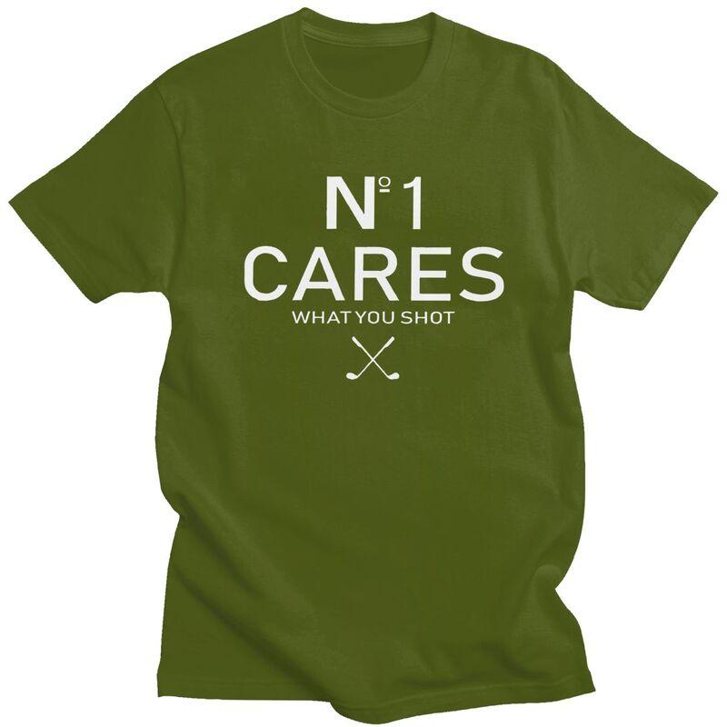 No 1 Cares What You Shot T Shirt for Men Pure Cotton Golf Lover Tshirts Streetwaer Short Sleeve Tee Shirt Loose Fit Clothing