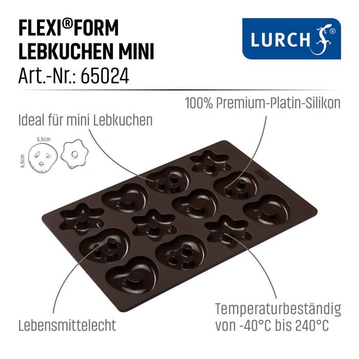 Moule à gâteau - lurch - 65024 - silicone platine - 12 formes - résistant de -40°c à 240°c