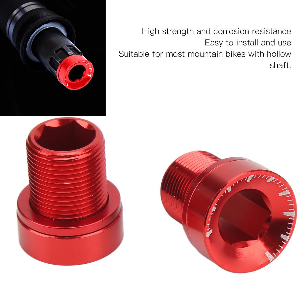 2Pcs Bike Crank Screw Spline Centre Shaft Aluminium Alloy High Strength Anticorrosion Sturdy   Bike Crank Cover