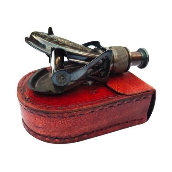 Monokularowy antyczny mosiężny lornetka żeglarska, teleskop ze skórzanym etui Monokularowy