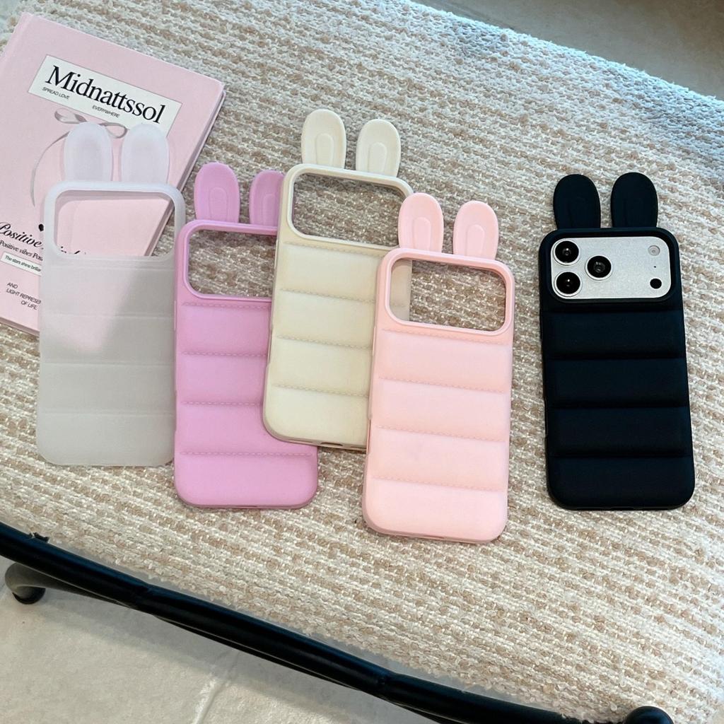 Solid Silicone Jacket with Rabbit Ears for iPhone 17 Pro Max and Apple 16 Pro - Drop-proof Case
