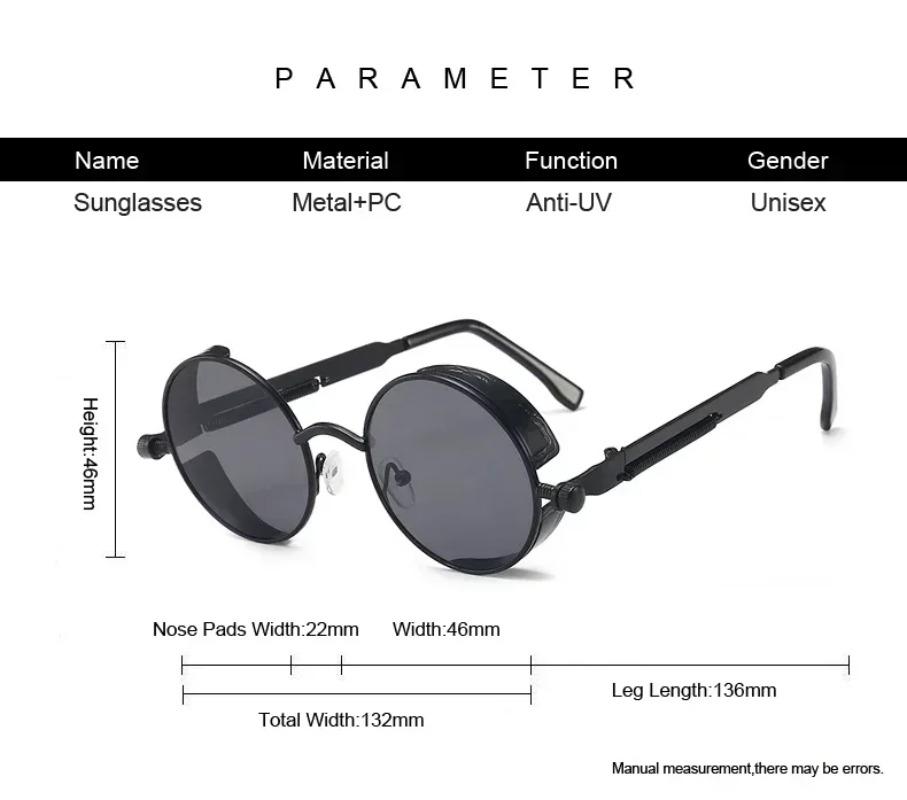 Metal Steampunk Sunglasses UV400 Protection Vintage Round Glasses for Men Women Fashion Brand High Quality Sun Glasses