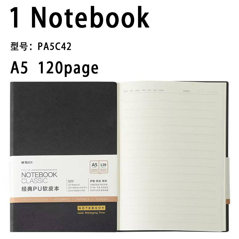 M&G A5 Notebook, 120/80-page lined notebook, smooth writing, suitable for diaries, school, and office use