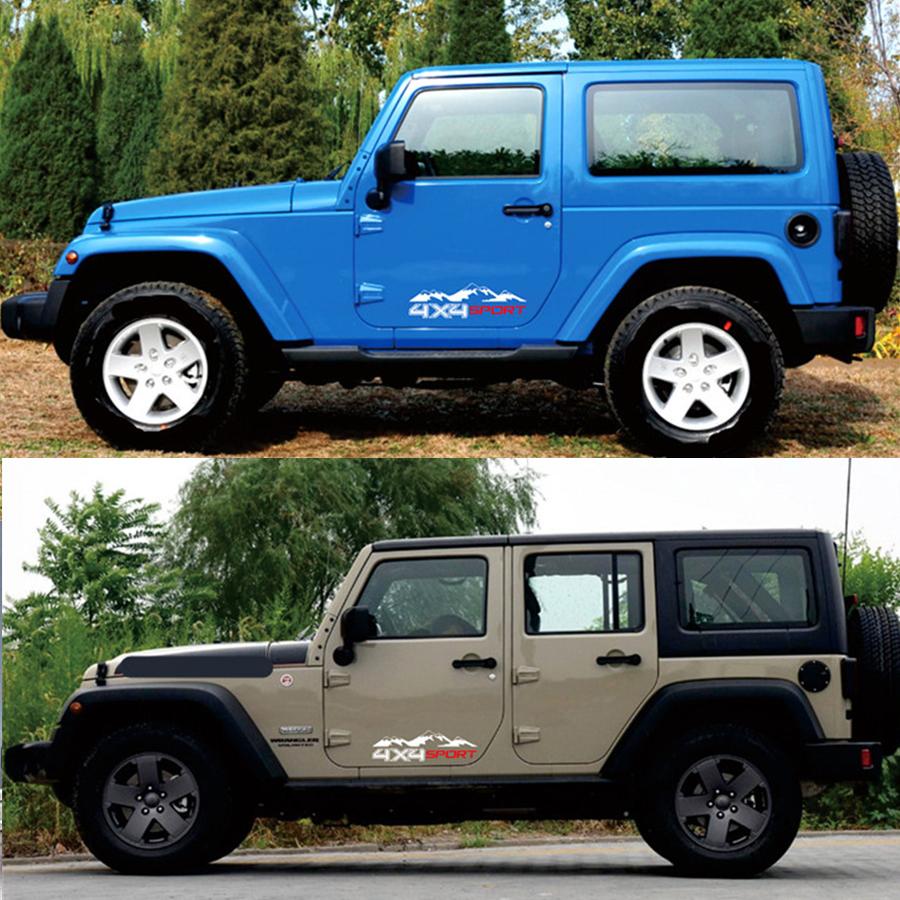 2pc biały 4X4 Mountain Car Sticker Graphic Vinyl dla JEEP Pickup D-MAX Navara Truck naklejka SUV!