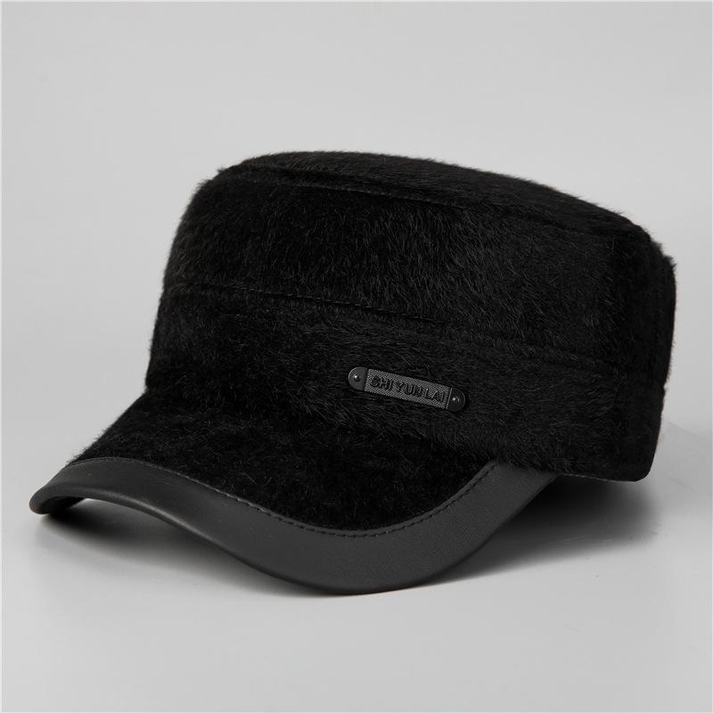 

Шапка Мужская Зимняя Теплая Ушанка Старая Кепка Дедушка Плоский Верх Бейсболка Adjustable чёрный