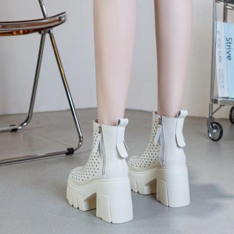 11 см полые натуральная кожа летние модные сандалии повседневные ботильоны до колена — фото 5