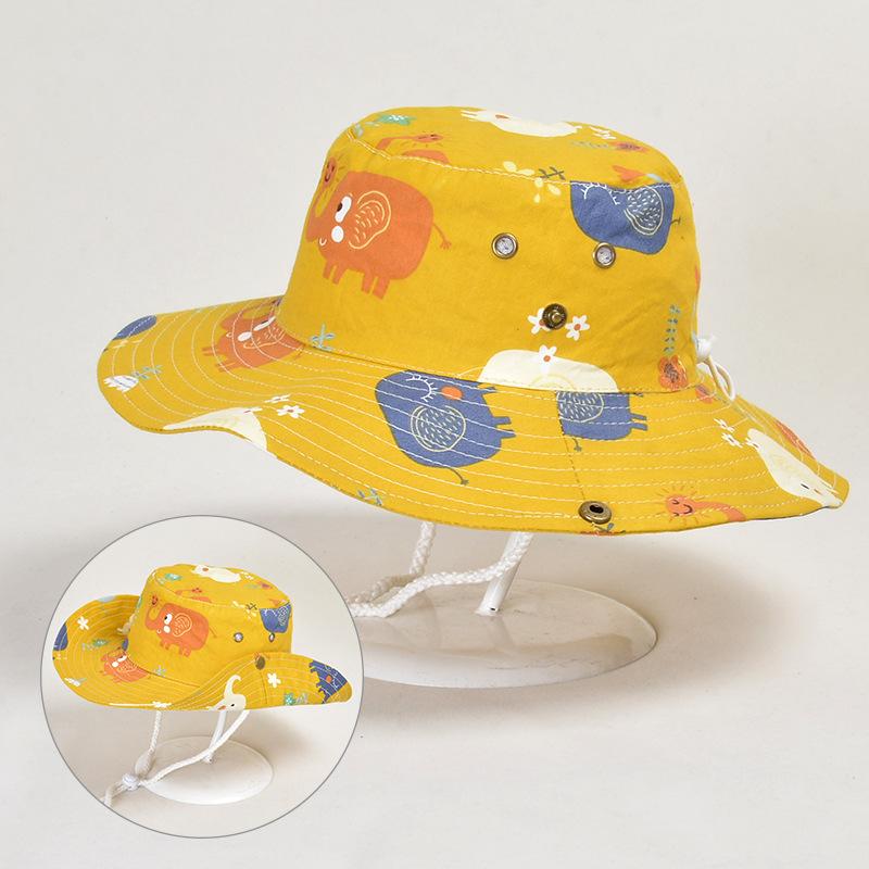 1014 cotton thin baby hat spring summer hat animal pattern hat children sun protection bucket hat men and women basin hat new