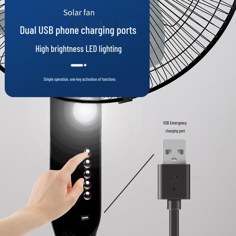 HuiXiang Dual-Use 16-inch Remote-Control Solar Charging Fan - Best-Selling Model in Southeast Asia