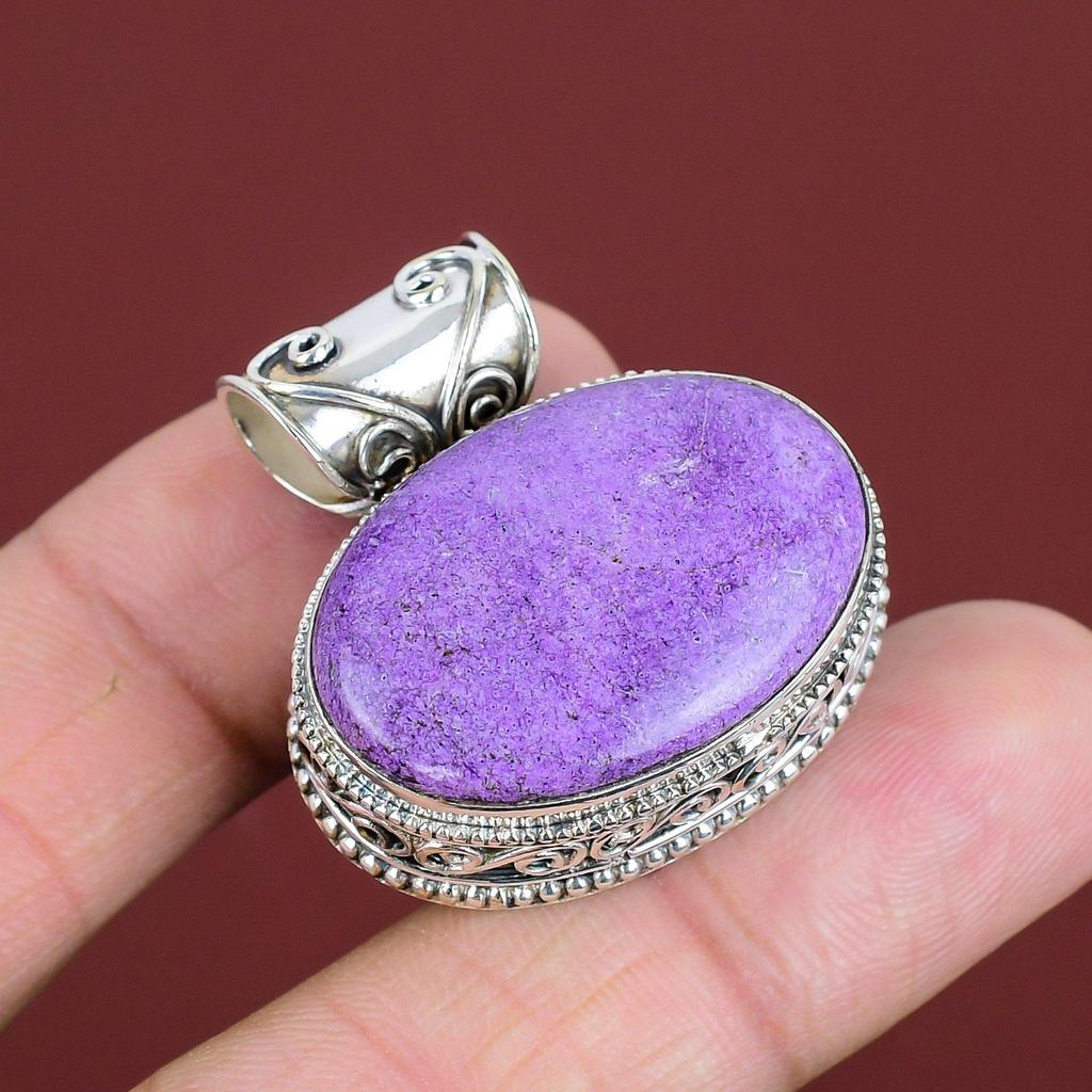 Purpurite Pendant Genuine Gemstone Pendant 925 Sterling Silver Pendant Dainty Vintage Pendant Handmade Jewelry Gifts For Mom Stylish Pendant