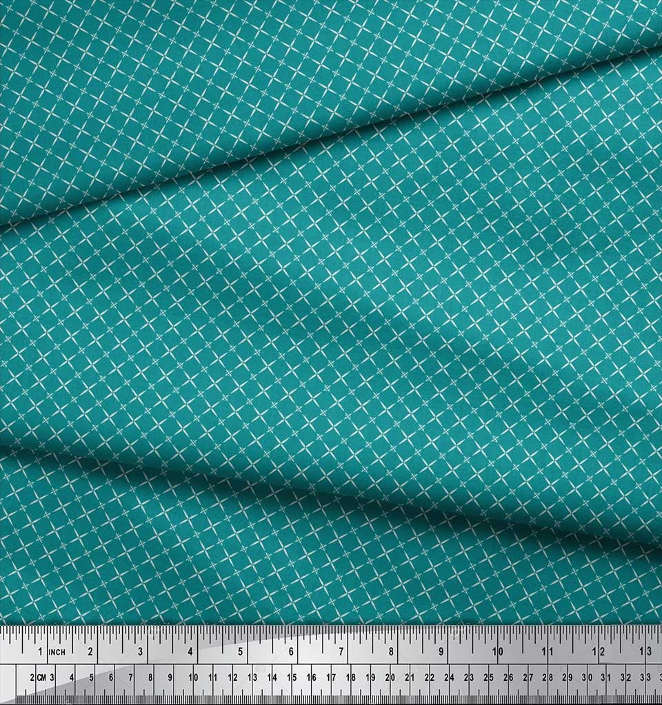 Soimoi Japan Crepe Satin Fabric Geometric Small Print Fabric by Metre 42 Inch