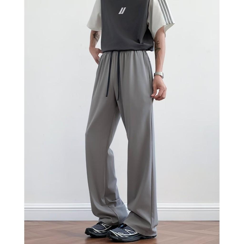 Summer Mens Wide Leg Pants With Ice Silk Fabric For Casual Wear Young Adults