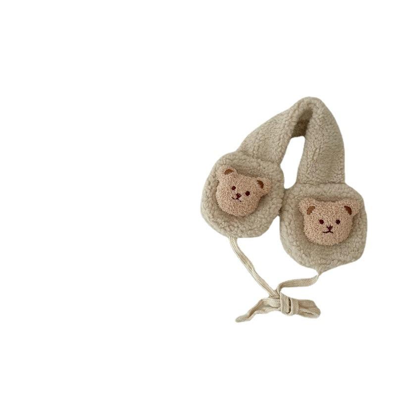 New Fashion Korea Women Winter Warm Plush Earmuff Ear Warmer Cute Bear Adults Kids Tie Plush Earmuffs