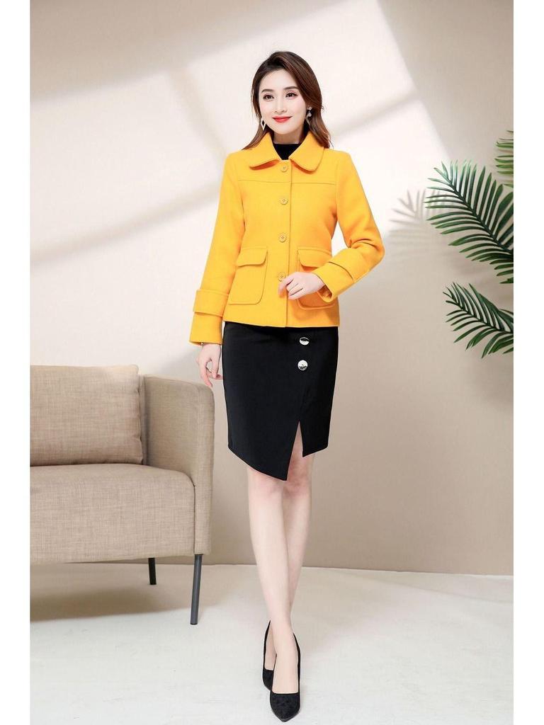 Petite Women's 2024 Korean Woolen Coat - Short Style Casual All-match Cardigan