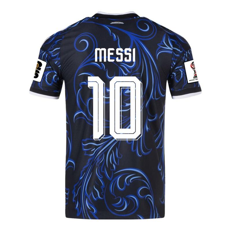 Argentina Away Soccer Jersey Messi Player Version Short Sleeve Football Shirt Adult Unisex Women
