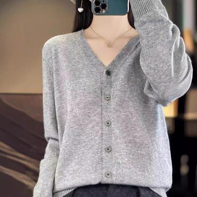Knitwear V-neck Cardigan Women's Spring and Fall Sweater Jacket Outwear Tops