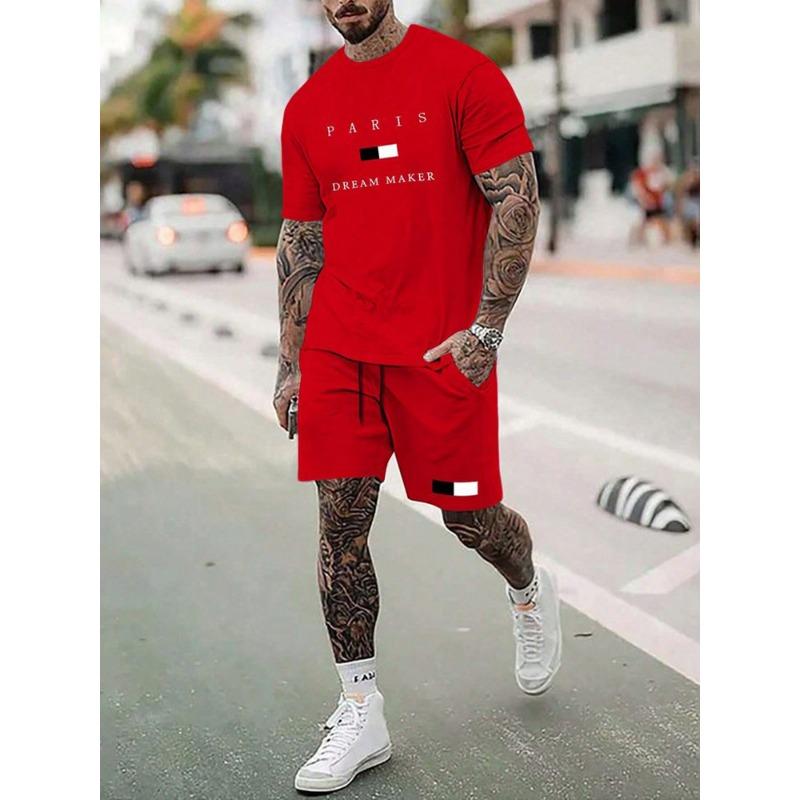 23 Prints Mens 2Pcs Casual Outfit Trendy Short Sleeve T-Shirt Quick-Dry Shorts Set For Stylish Summer Workouts Athleisure Wear