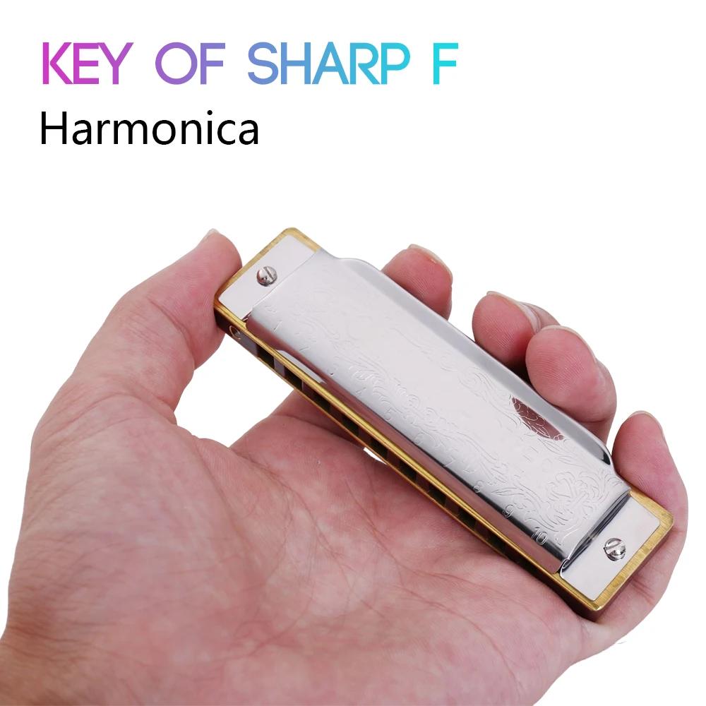 Harmonica Folk Master 1072 Standard Beginner 10 Hole 20 Tone Diatonic Key of C A D E F G 12 Tones Are Optional