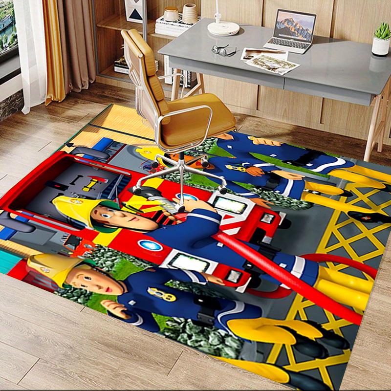 1pc Firefighters Station Carpet for Playroom Bedroom Living Room Sofa Home Decor,kids Game Area Rug Non-slip Floor Mat Y72893
