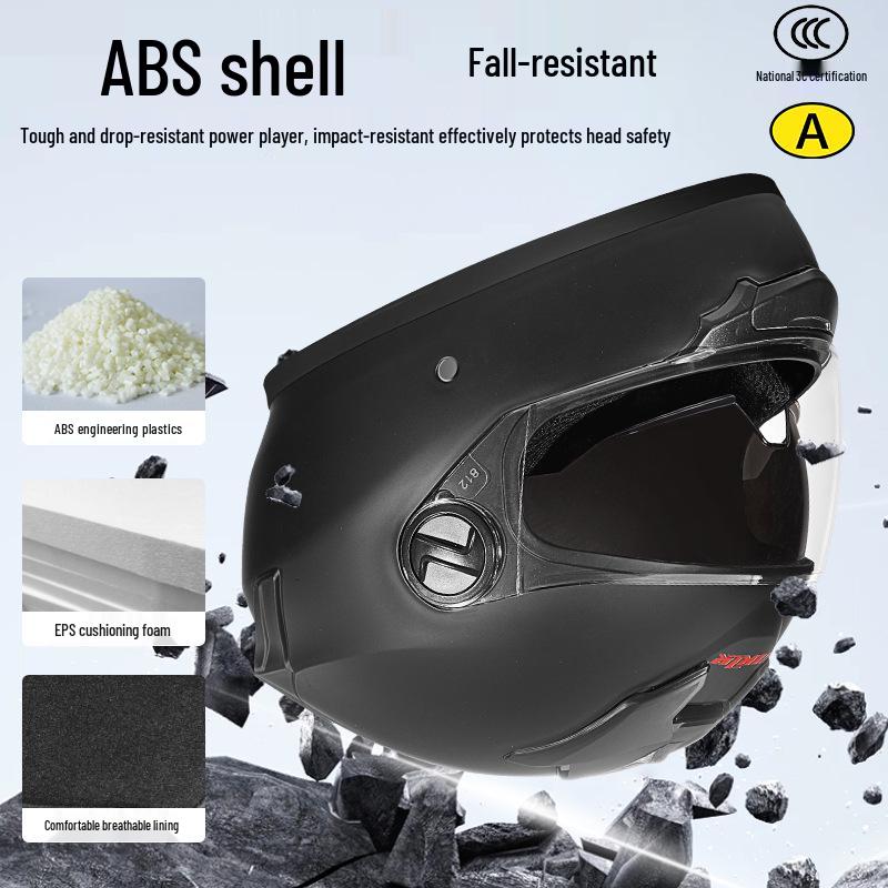 Electric Motorcycle Helmet with Detachable Neck Warmer - Windproof, Winter Warm, Full Face for Men and Women