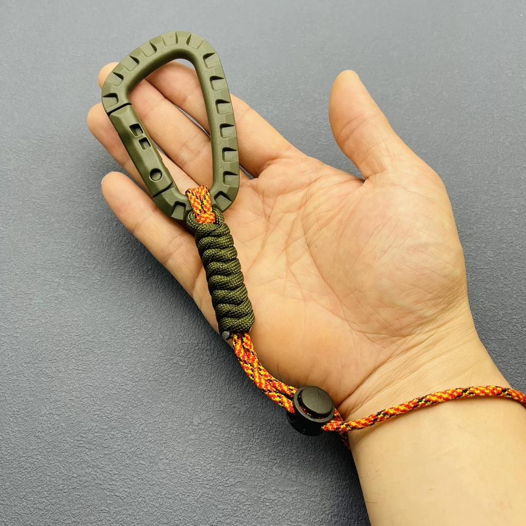 Hand-woven Paracord Carabiner Anti-lost Adjustable Keychain Outdoor Hiking Tools Kettle Buckle Hooks Backpack Accessories