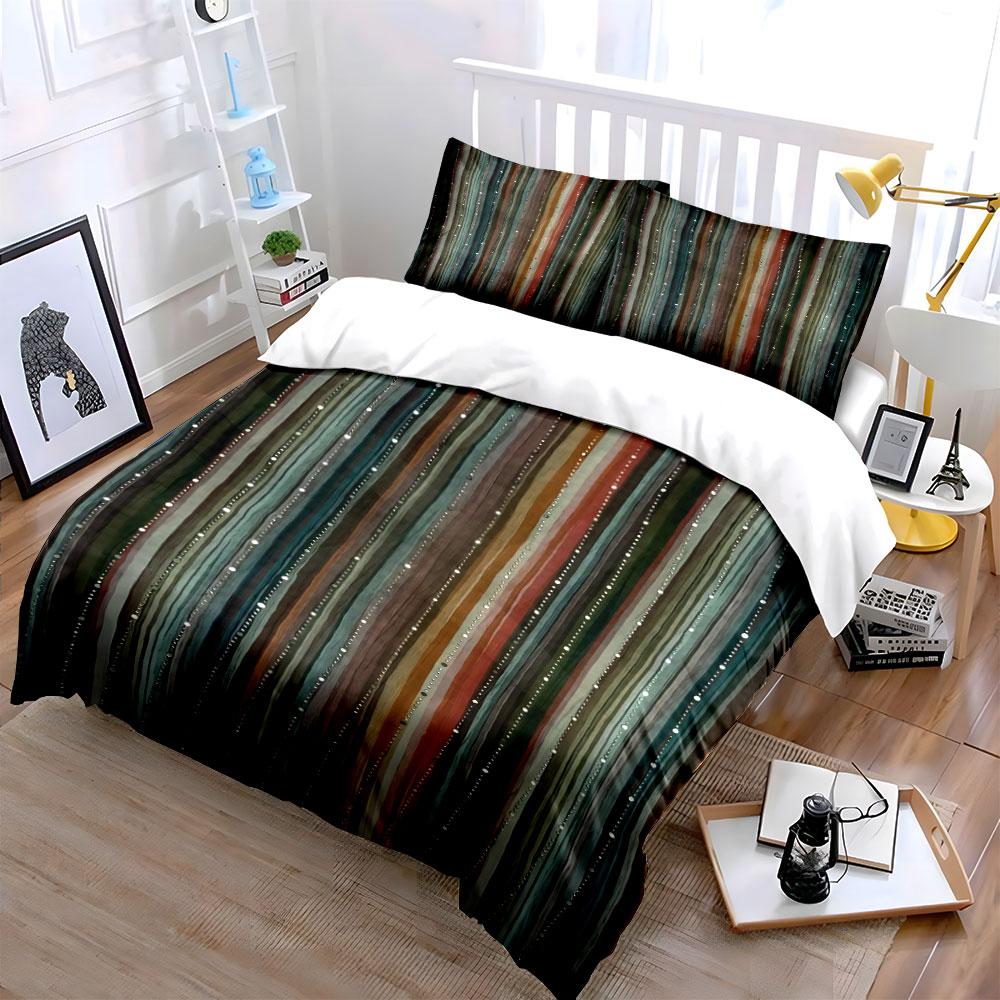 Vertical multicolored striped pattern. Bedding sets Duvet cover sets Duvet covers Pillowcases(1 * Duvet Cover 2 * Pillowcases, without duvet insert)