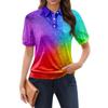 Women's Casual Floral Print V-Neck Short Sleeve Decorative Button T-Shirt Top
