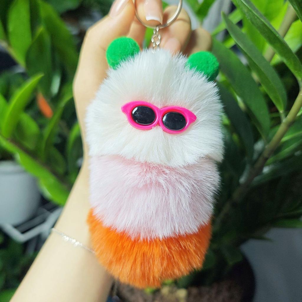Cute Caterpillar Keychain Cartoon Plush Pendant Doll Bag Pendant Creative Car