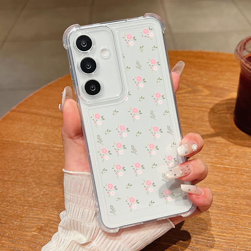 Clear Case For Samsung Galaxy S25 Edge S24 S25 S23 Ultra S22 Plus S24 FE A56 A16 A55 A54 A15 A36 Colorful Flower TPU Phone Cover