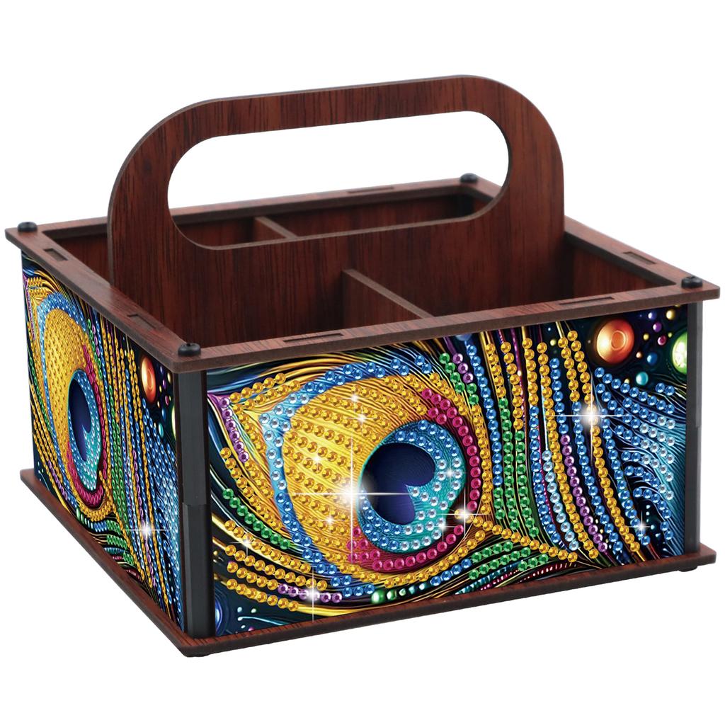 DIY Wooden Diamond Painting Kits Organizer Box Makeup Brush Organizer Home Dining Living Room Tabletop Art Decoration