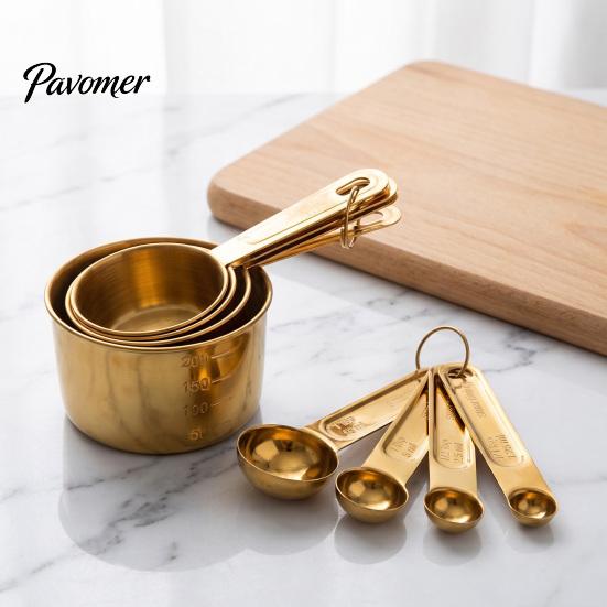 Stainless Steel Measuring Spoons Cup And Spoon Set, Ergonomic Round Design Precision for Recipes Kitchen Tools, Durable Easy Cleaning Measurement