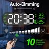 13.7" Digital Wall Clock Large Display with Remote Control,Dual Alarm,Auto-Dimming,Big Digits,Auto DST Clock for Bedroom Living Room Decor with 9