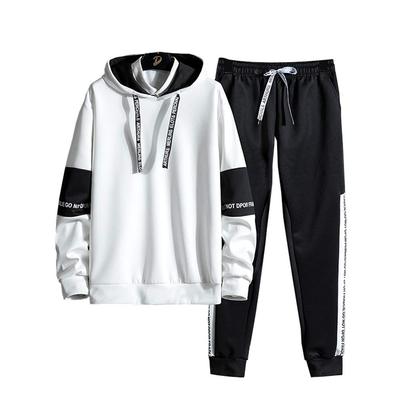 Sada mikin a bund s kapucí Yezai pro muže a ženy, Oblečení na trénink a běh, Jednobarevné, Ležérní sportovní svrchní oblečení s kalhotami, Bílá, Velikost bai-XXL