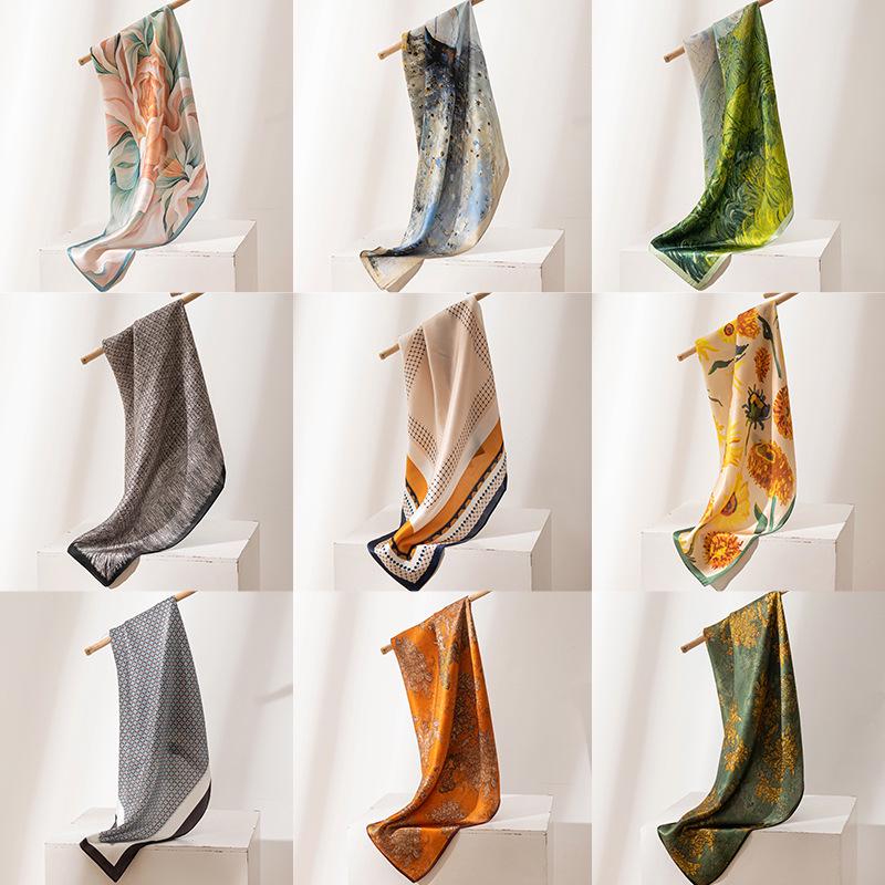 Camellia Print Mulberry Silk Square Scarf - Elegant Luxury Women's Accessory