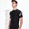 Herren Badeshorts Wassersport Oberteil O-Ausschnitt Kurzarm Slim Fit Elastisch Atmungsaktiv Schnelltrocknend Gestreift Knielange Hose Surfen Waten Sport