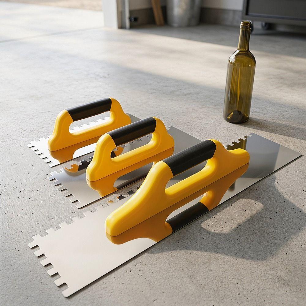 Durable Square Notch Trowel Comfort Grip Handle Masonry Trowel Stainless Steel Trowel  Floor Tiling