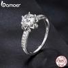 BAMOER D Color VVS1 EX Moissanite Flower Ring 1ct Round Moissanite Diamond Solitaire Engagement 925 Silver Rings For Wo