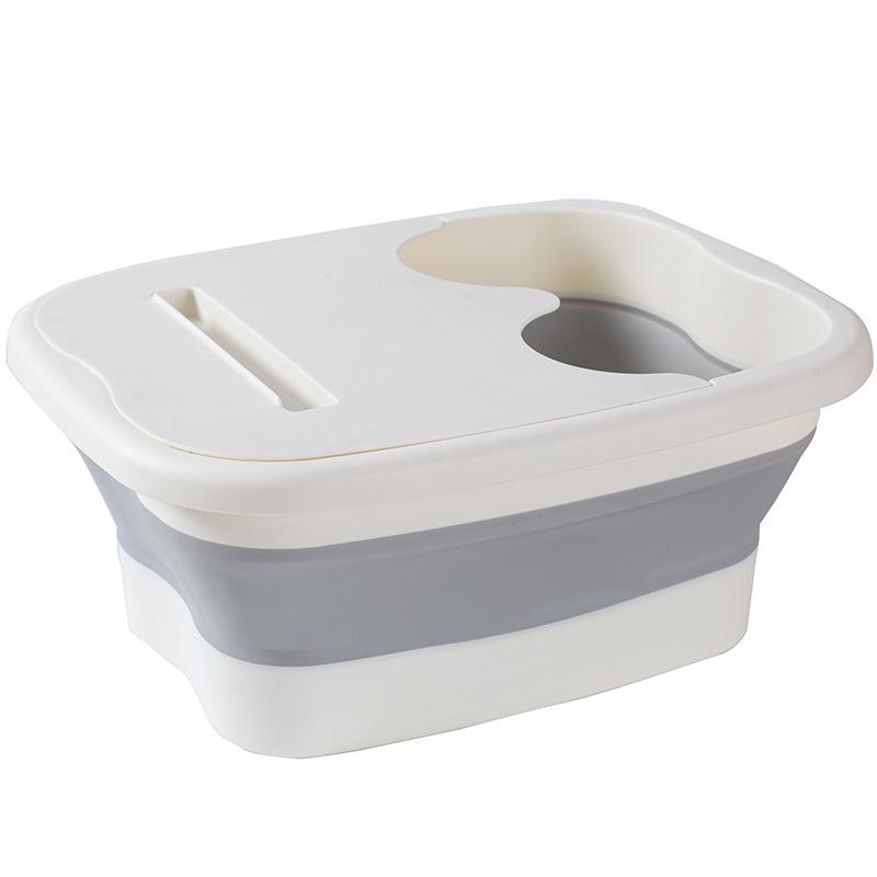 Portable Folding Foot Bath Basin with Lid for Home Massage & Insulation