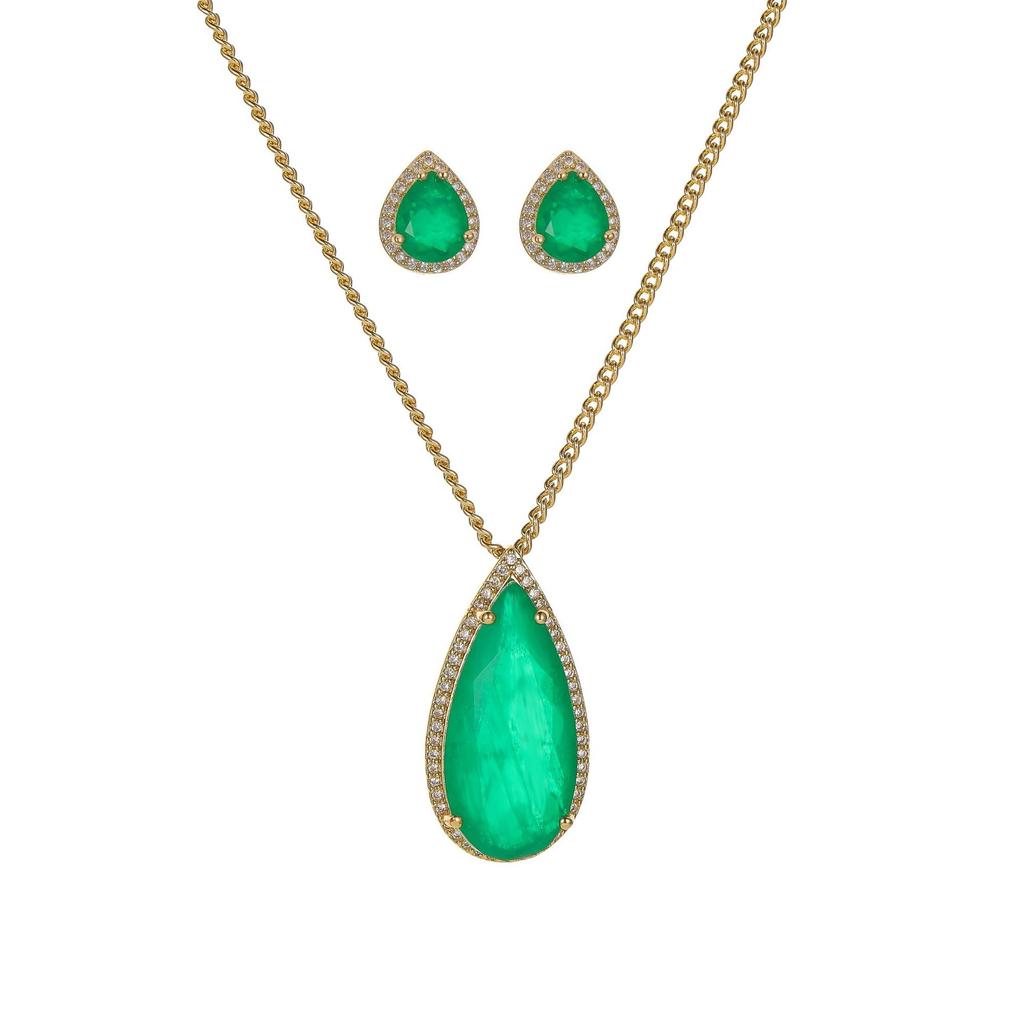 Schmuck Windlinie Kalter Wind Gestapelte Kette Simulation Smaragd Set