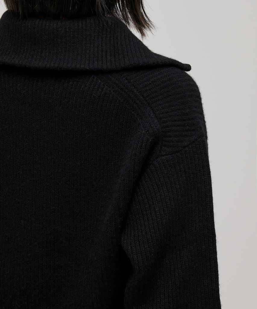 MUSINSA STANDARD WOMAN Women'S Lambswool Ribbed Knit Half Zip [Black]