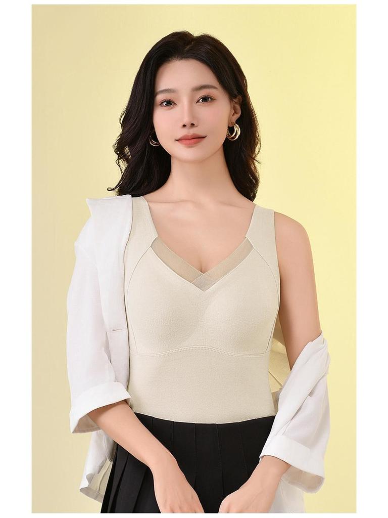 Damska kamizelka termiczna z aksamitu grafenowego z wszytymi miseczkami