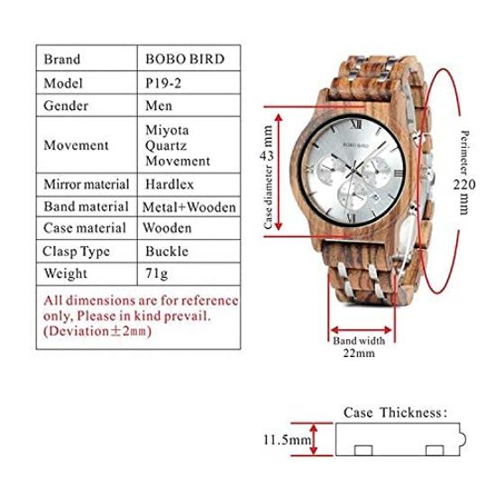 BOBO BIRD Wooden Pair Watches with Gift Box, Analog, Japanese Quartz Movement, Chronograph, Lightweight, Date Display, Stopwatch, Men's & Women's,