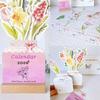 Wooden Stand Flowers Desk Calendar Card Insert Standing Desk Calendar Mini Desk Calendar  Festival