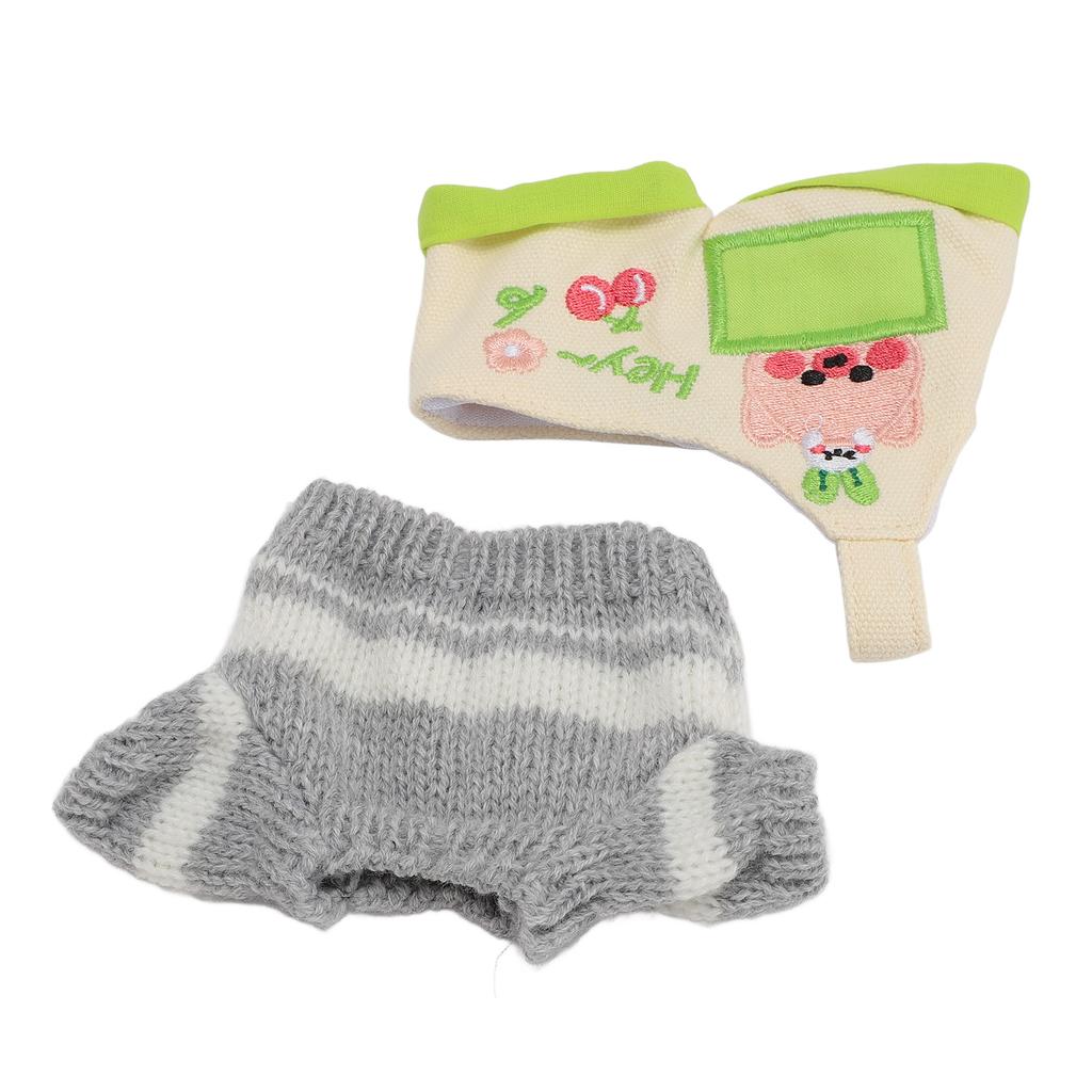 Plushie Doll Clothes Piggy Pattern Soft and Comfortable 20cm Plush Doll Outfit Coat Pants Grey and