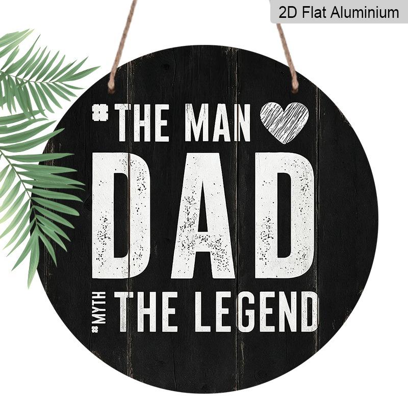

2D Flat Father s Day Themed Aluminum Pendant, Available in Various Sizes. with An Antique Black Wood Grain Background, It s An Ideal Choice for Home 7.87×7.87inch